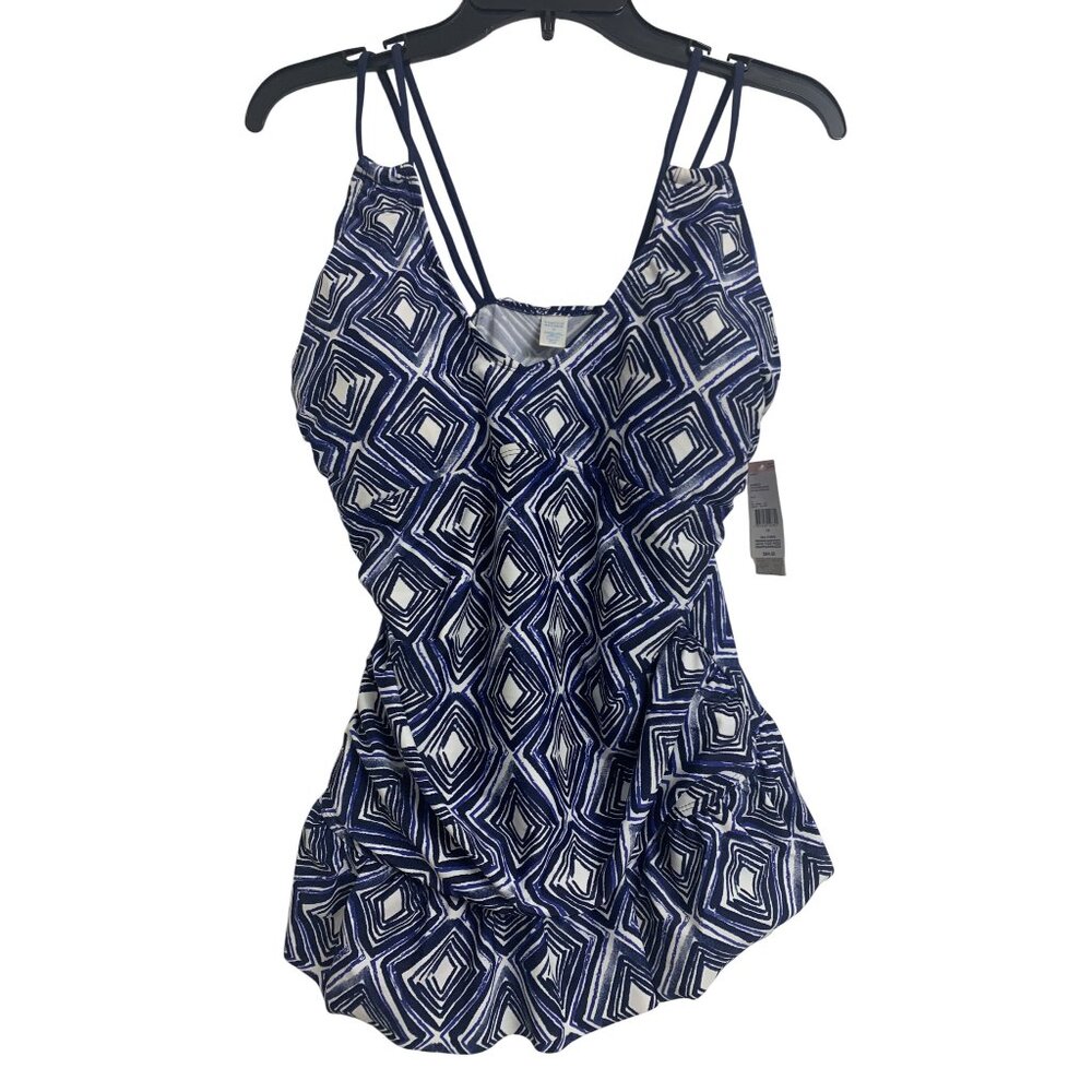 NWT Tropical Escape Dimond‎ Ruffle One Piece Swimsuit Size 14